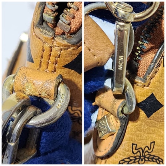 Authentic MCM Small Studded Satchel Bag Brown - Picture 11 of 13